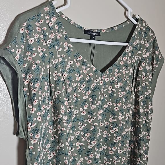 NWT Papermoon Green Floral Top Sz Small - Picture 3 of 9